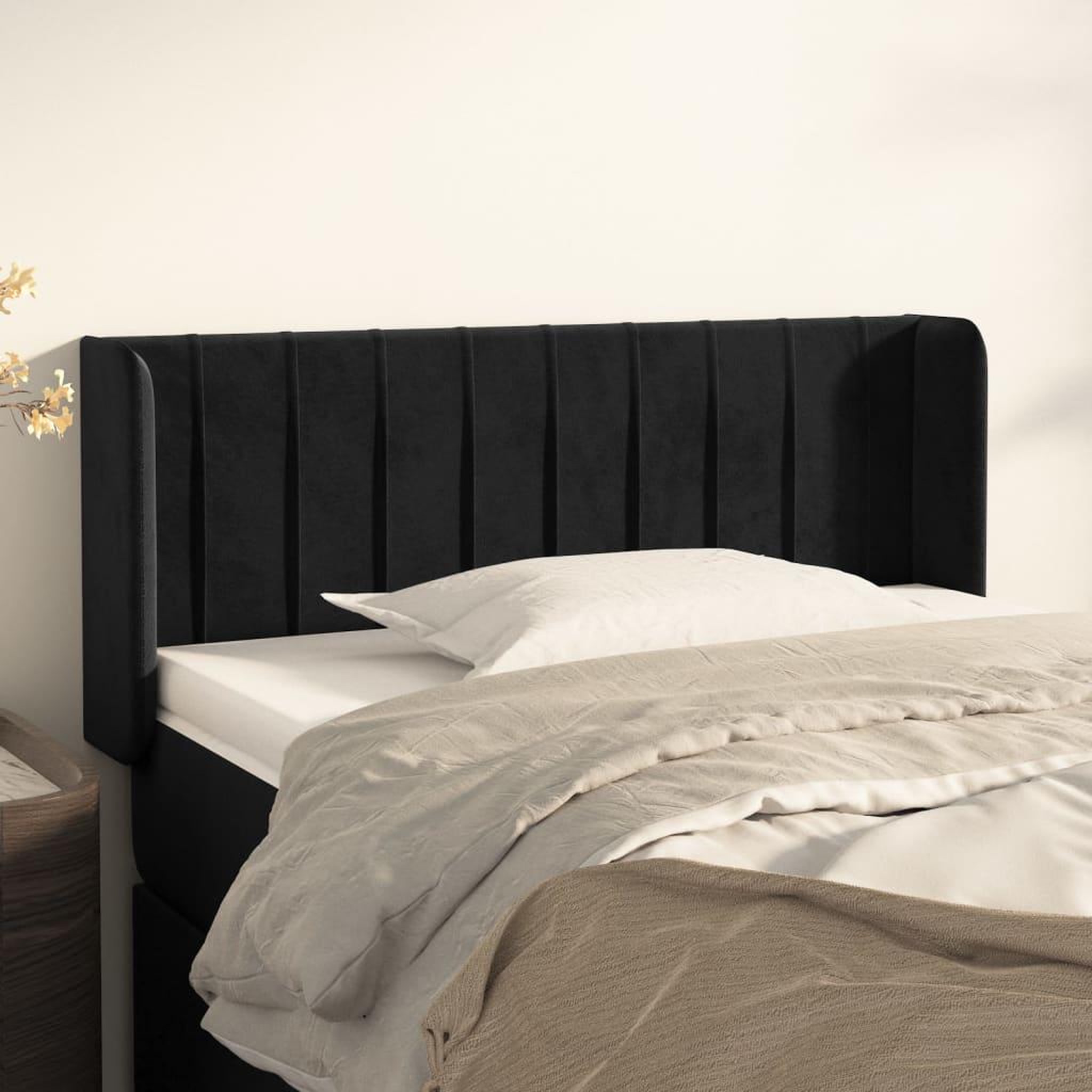 Voir la diapositive 1 : VIDAXL Tete de lit avec oreilles Noir 103x16x78/88 cm Velours