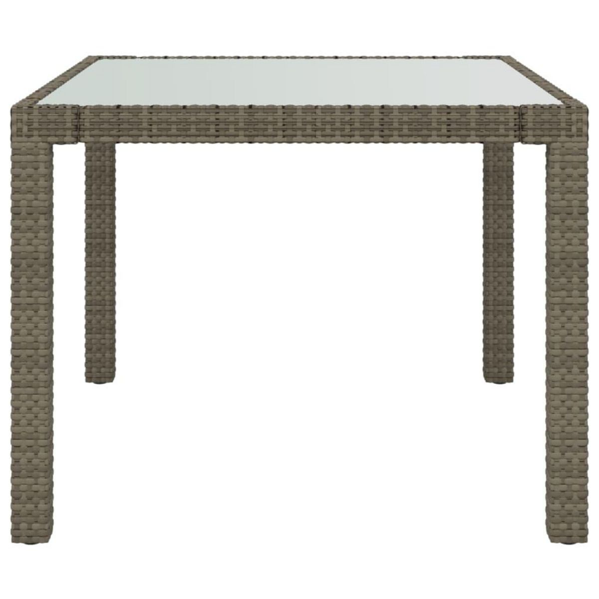 VIDAXL Table de jardin 90x90x75 cm Verre trempe et resine tressee Gris