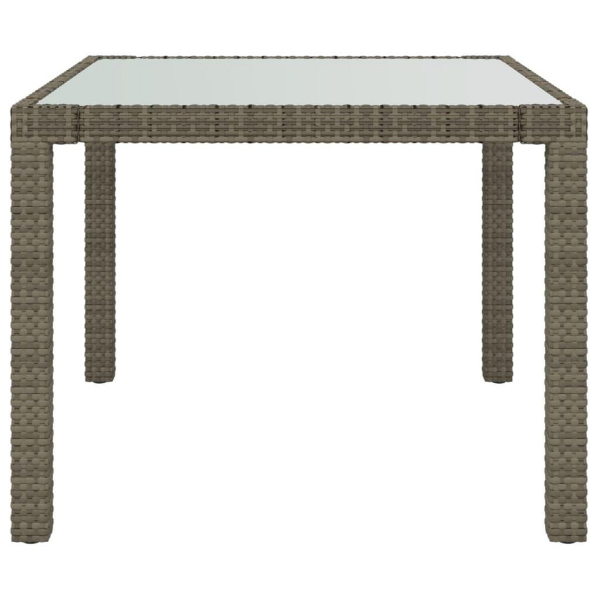 VIDAXL Table de jardin 90x90x75 cm Verre trempe et resine tressee Gris