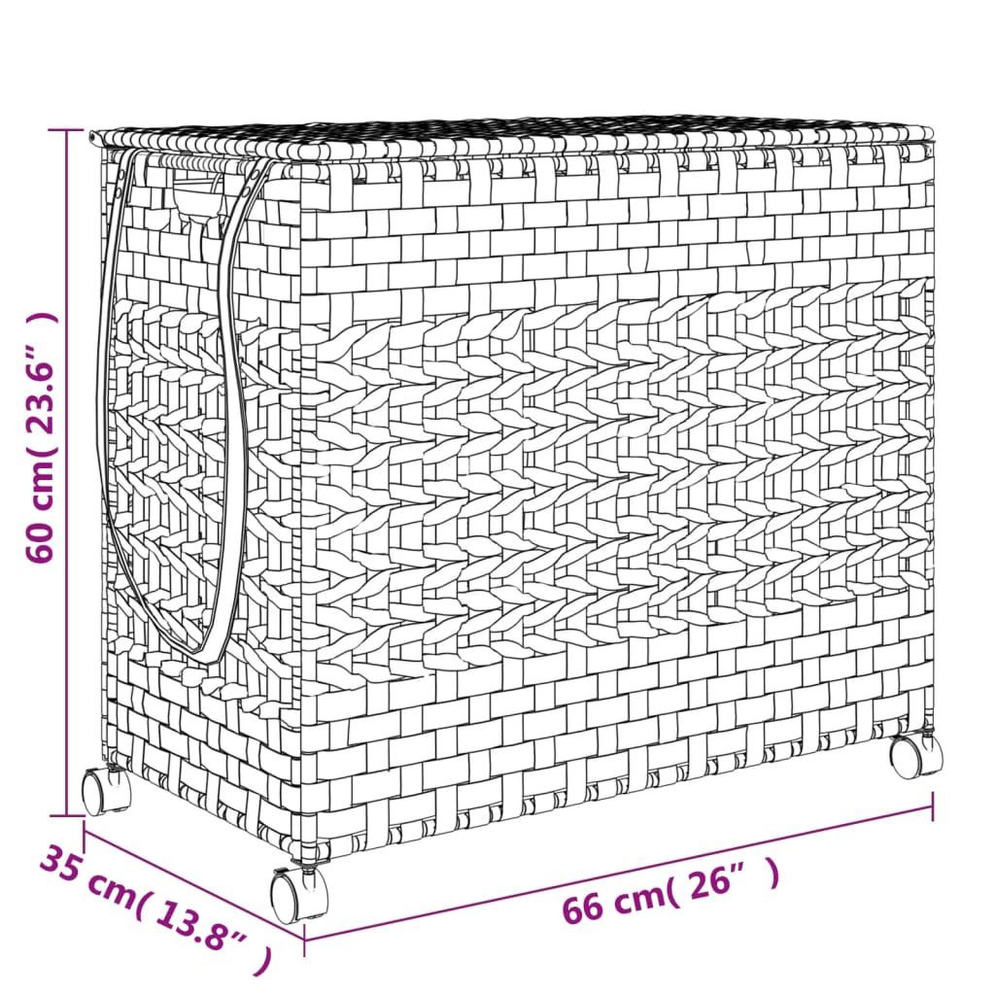 Voir la diapositive 6 : VIDAXL Panier a linge avec roulettes 66x35x60 cm resine tressee