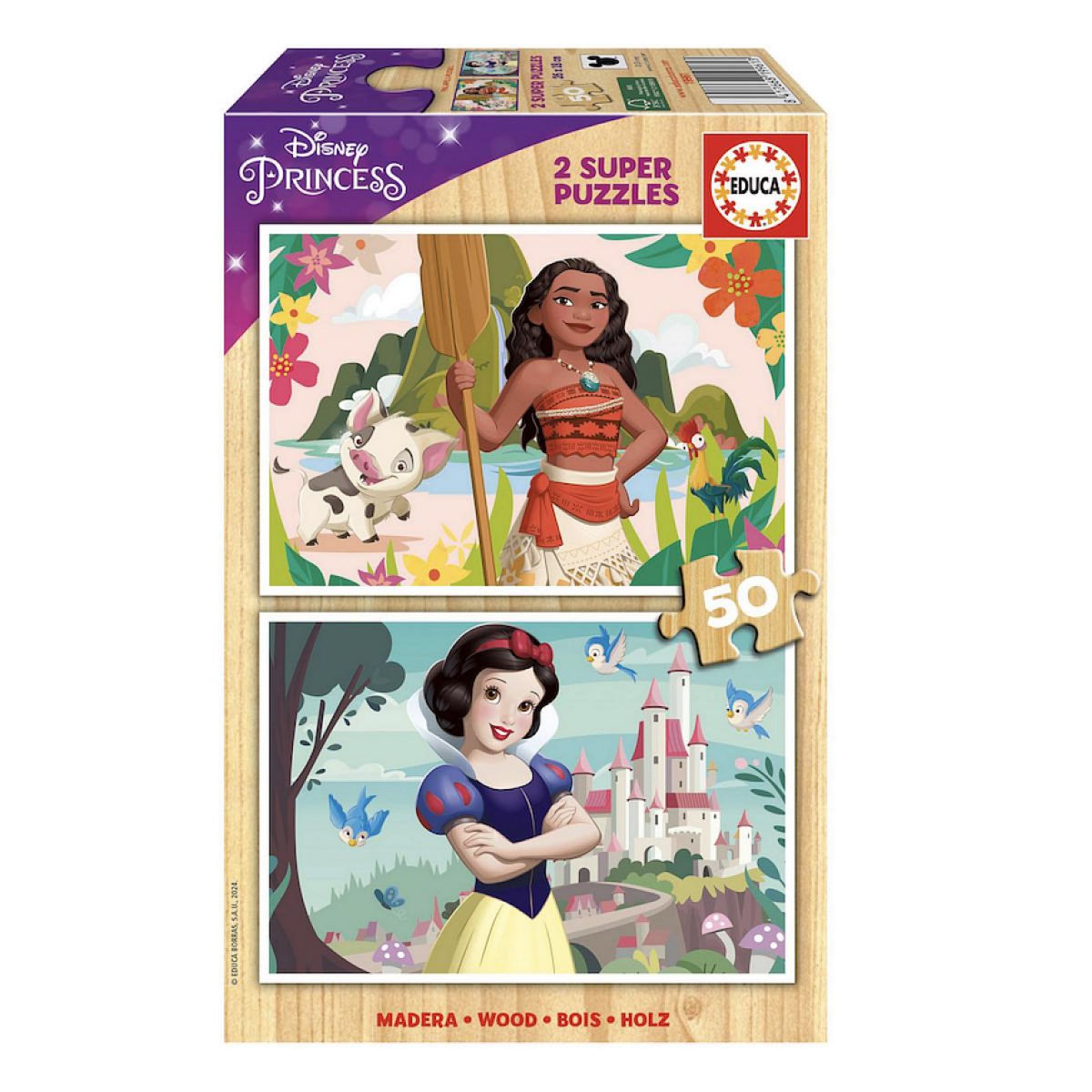 EDUCA Puzzle disney Vaiana -Blanche neige - 2 X 50 pcs