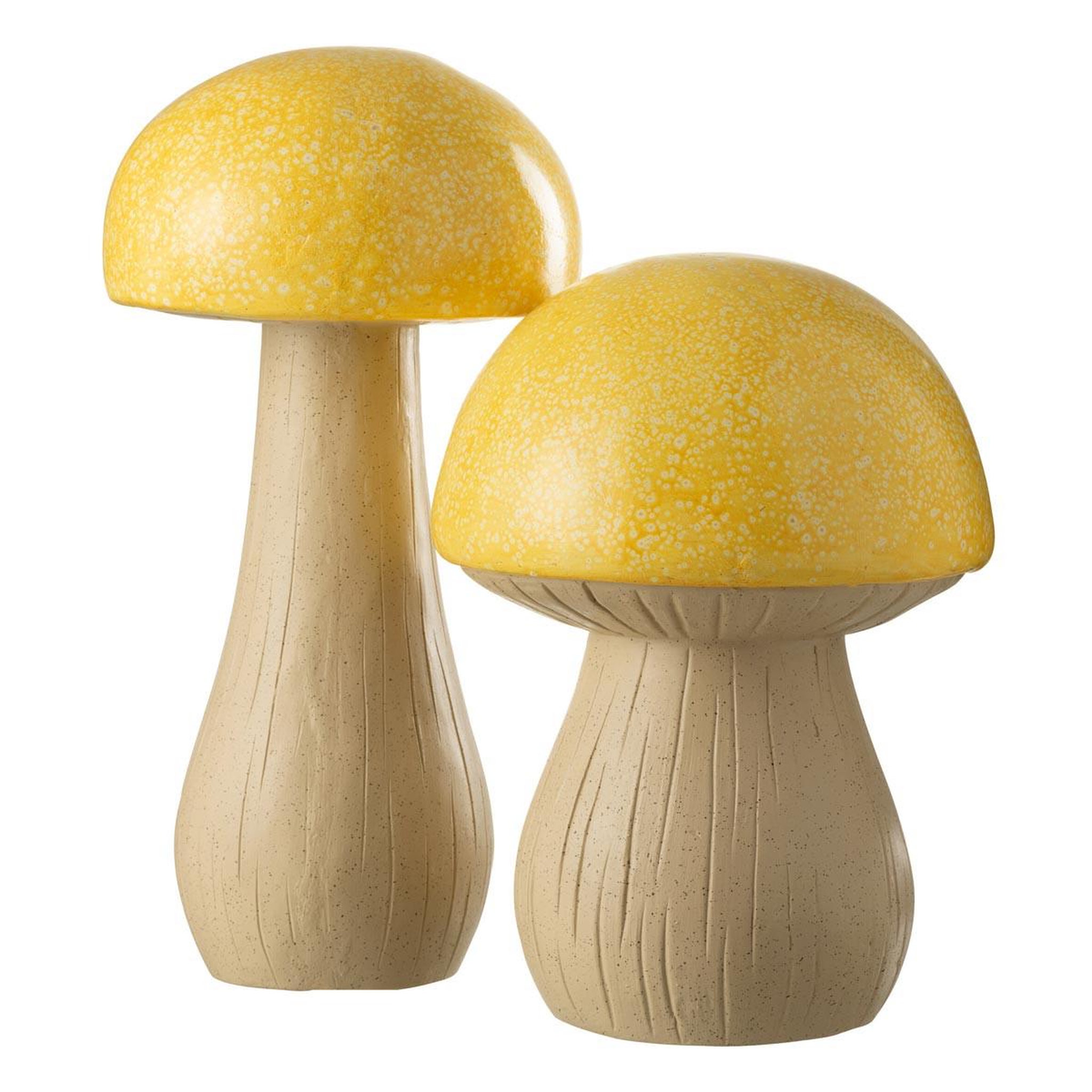 J-LINE Lot de 2 champignons extérieur  pasquale  48cm jaune