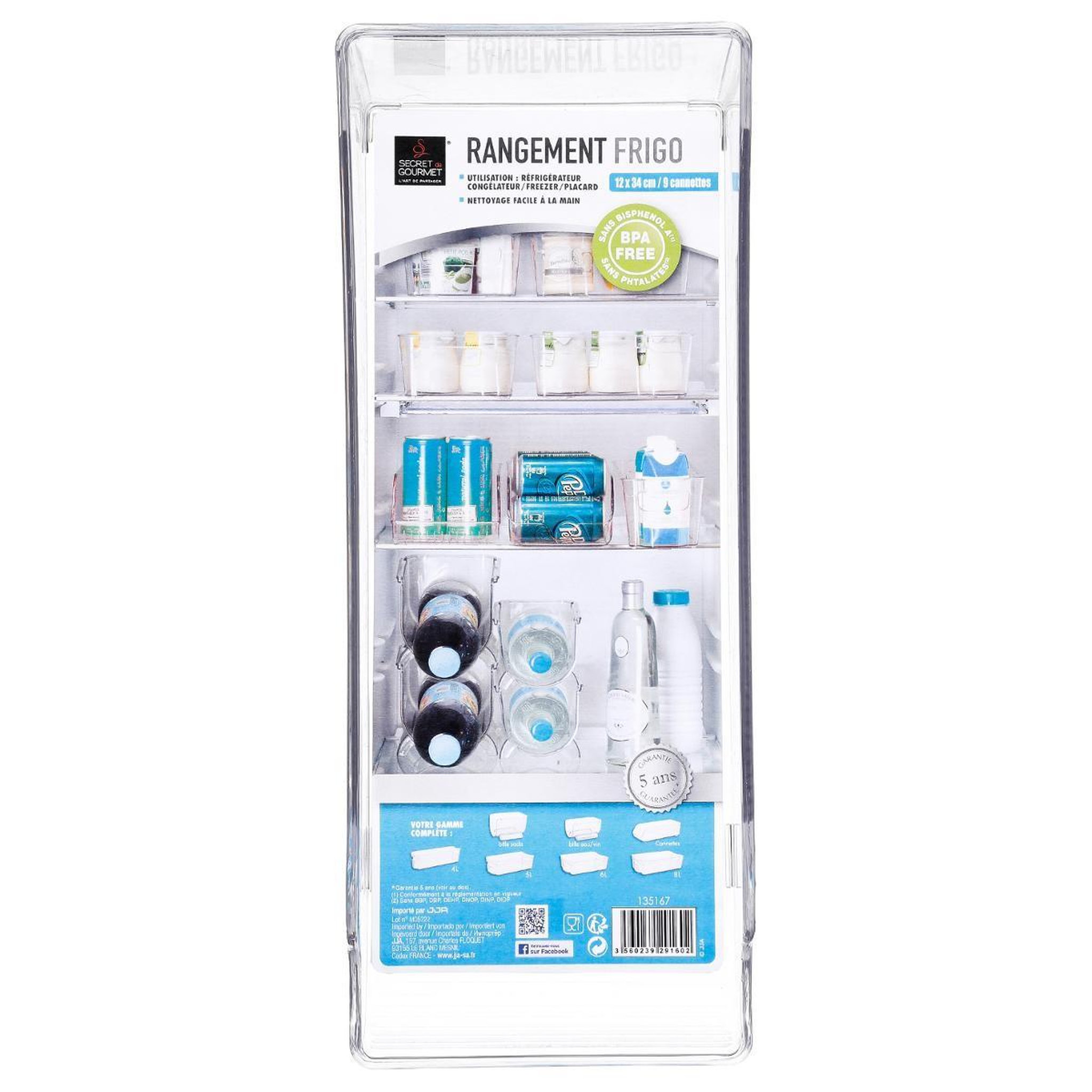 Voir la diapositive 3 : FIVE Bac de rangement  frigo  34cm transparent