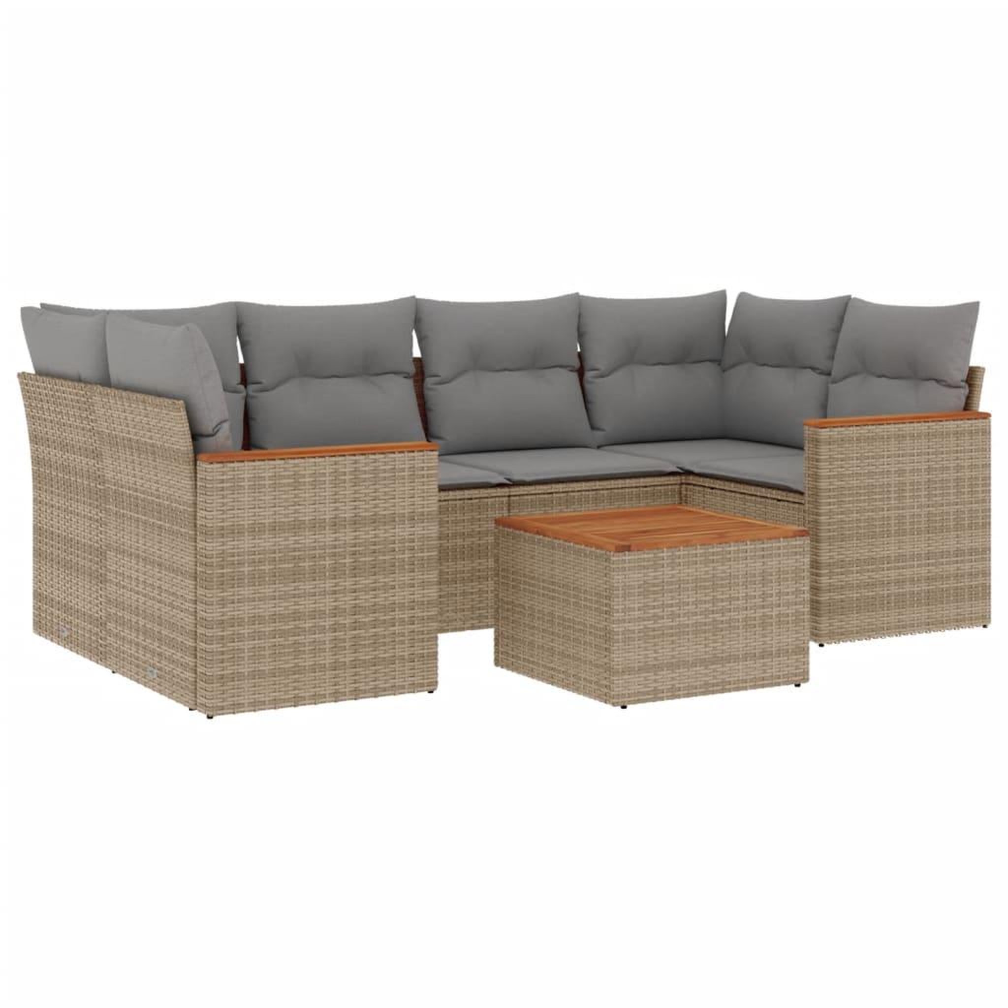 Voir la diapositive 2 : VIDAXL Salon de jardin avec coussins 7pcs melange beige resine tressee