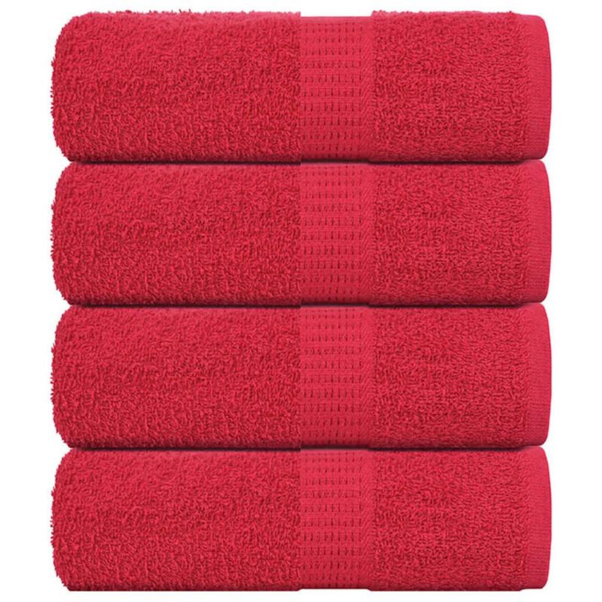 VIDAXL Serviettes de visage 4 pcs rouge 30x30 cm 360 g m² 100% coton