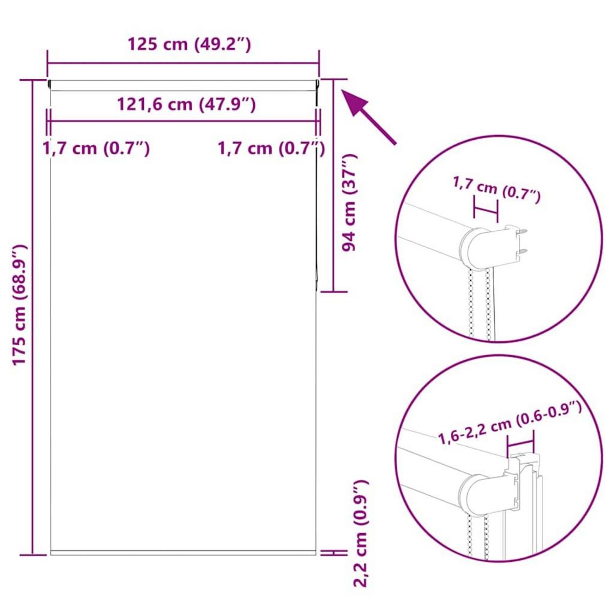 VIDAXL Store enrouleur occultant cafe 125x175cm largeur du tissu