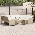 VIDAXL Canape de jardin avec coussins beige resine tressee