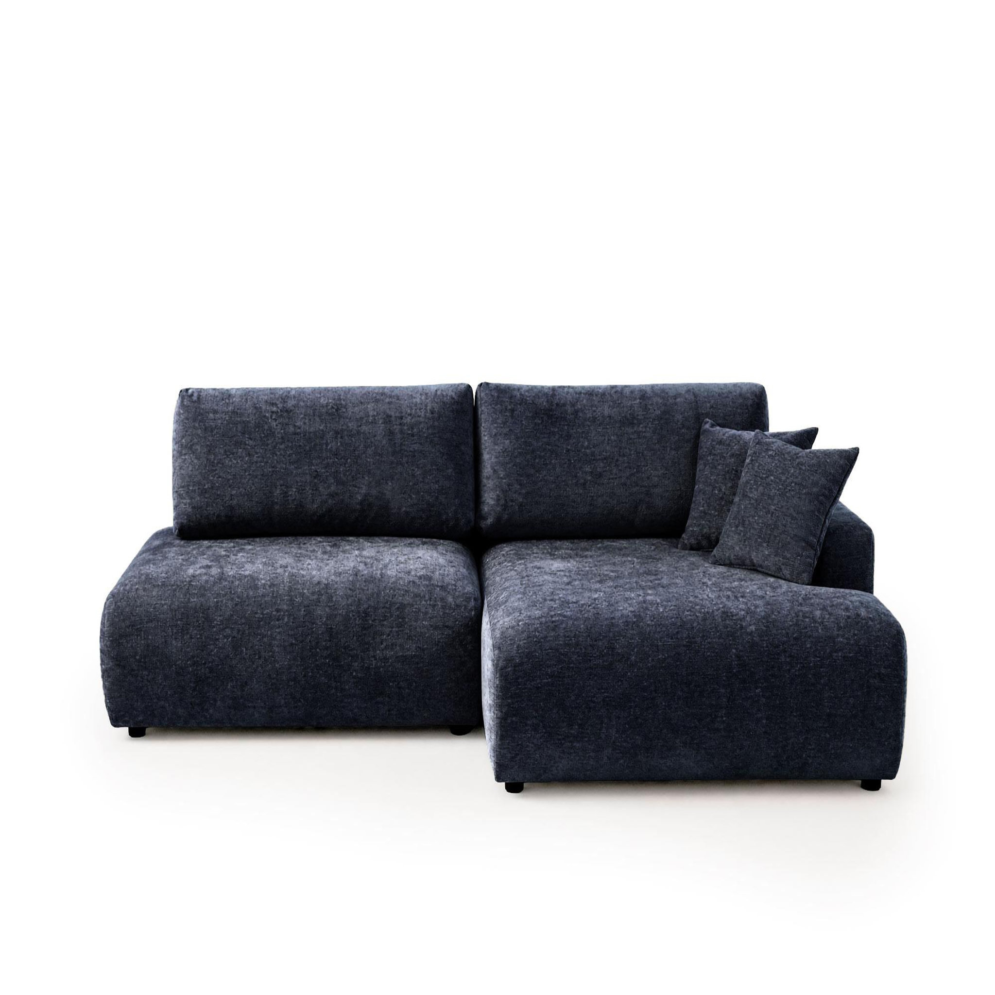 Voir la diapositive 1 : BEST MOBILIER Pivoine - canapé d'angle ouvert droit 4 places convertible avec coffre en tissu texturé