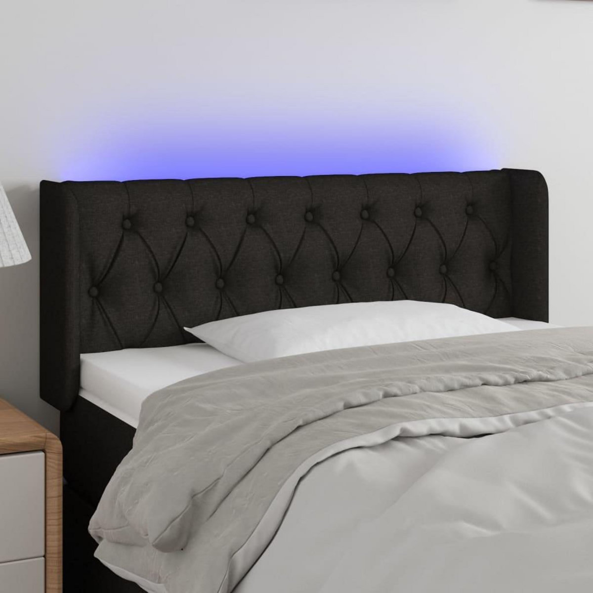 VIDAXL Tete de lit a LED Noir 93x16x78/88 cm Tissu