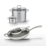 ELO Lot de 2 Faitouts 16/26cm & 2 Poêles 24/32cm Elo Relief Evolution