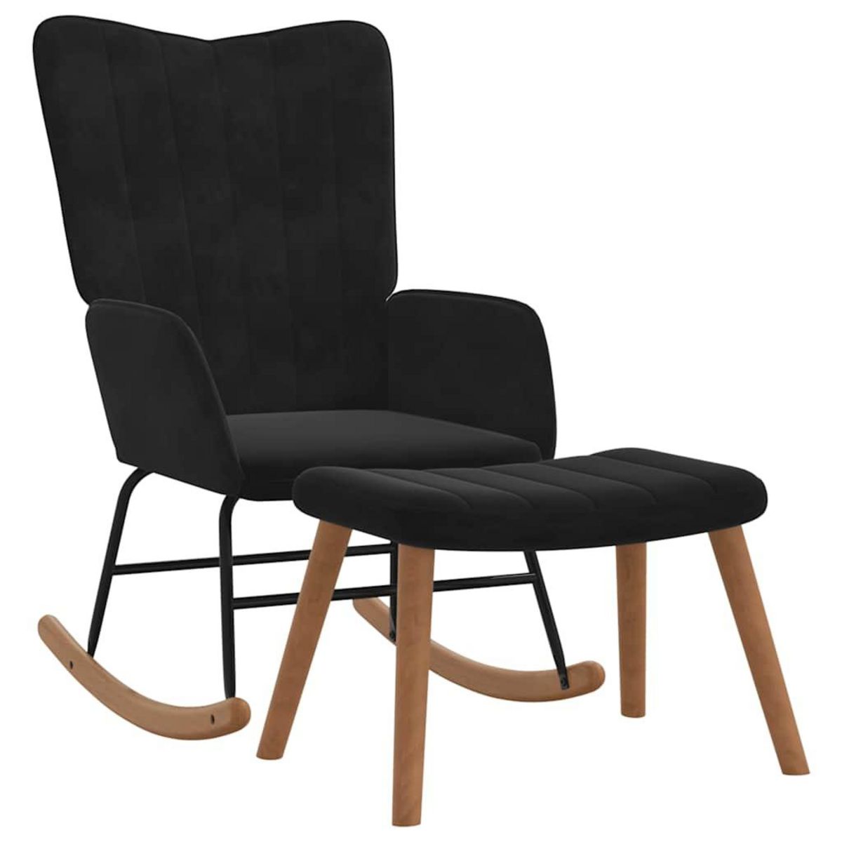 VIDAXL Chaise a bascule avec repose-pied Noir Velours