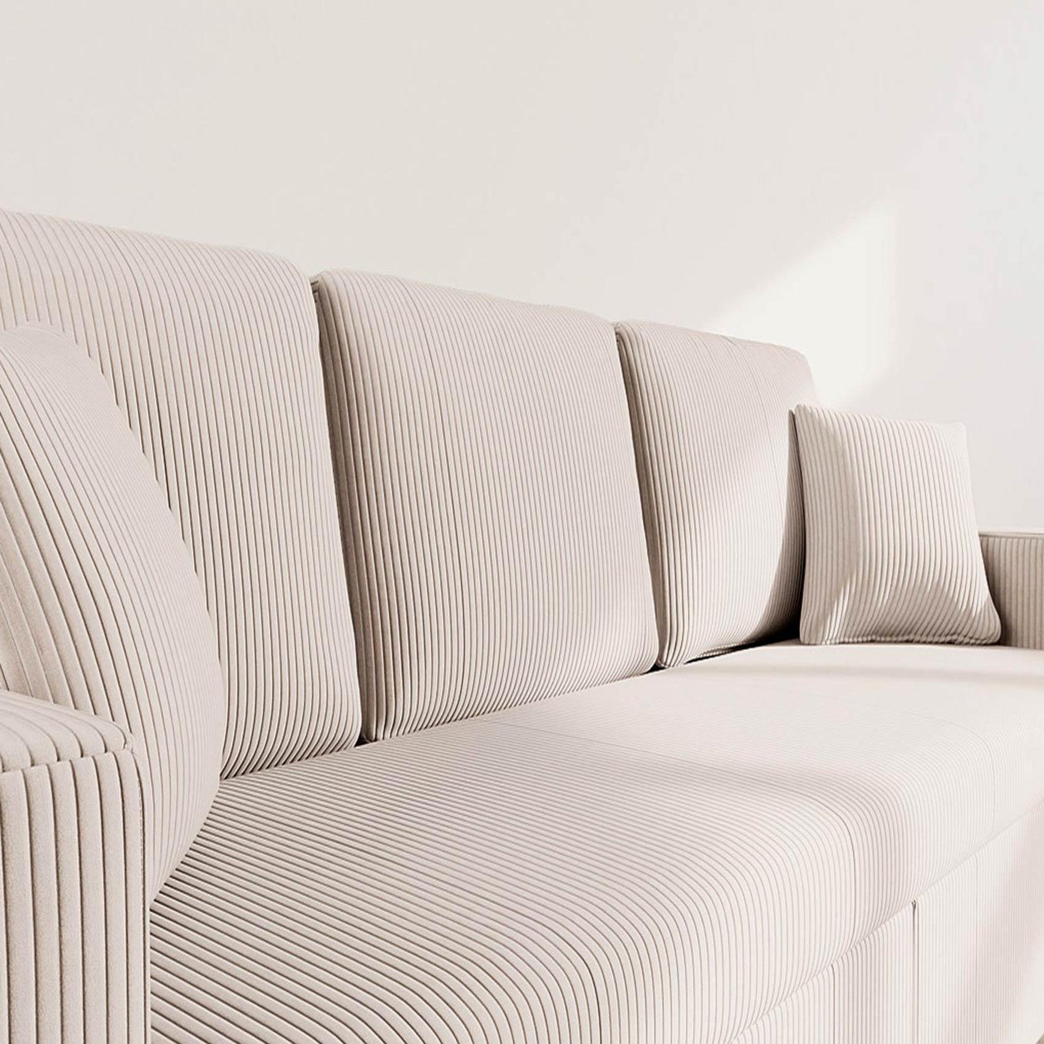 Voir la diapositive 5 : BEST MOBILIER Cyrus - canapé droit 3 places convertible en velours côtelé