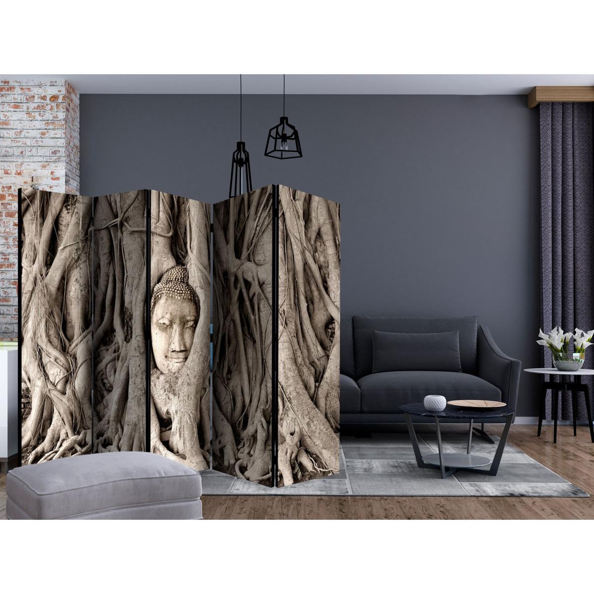 Voir la diapositive 2 : Paris Prix Paravent 5 volets  buddha's tree  172x225cm