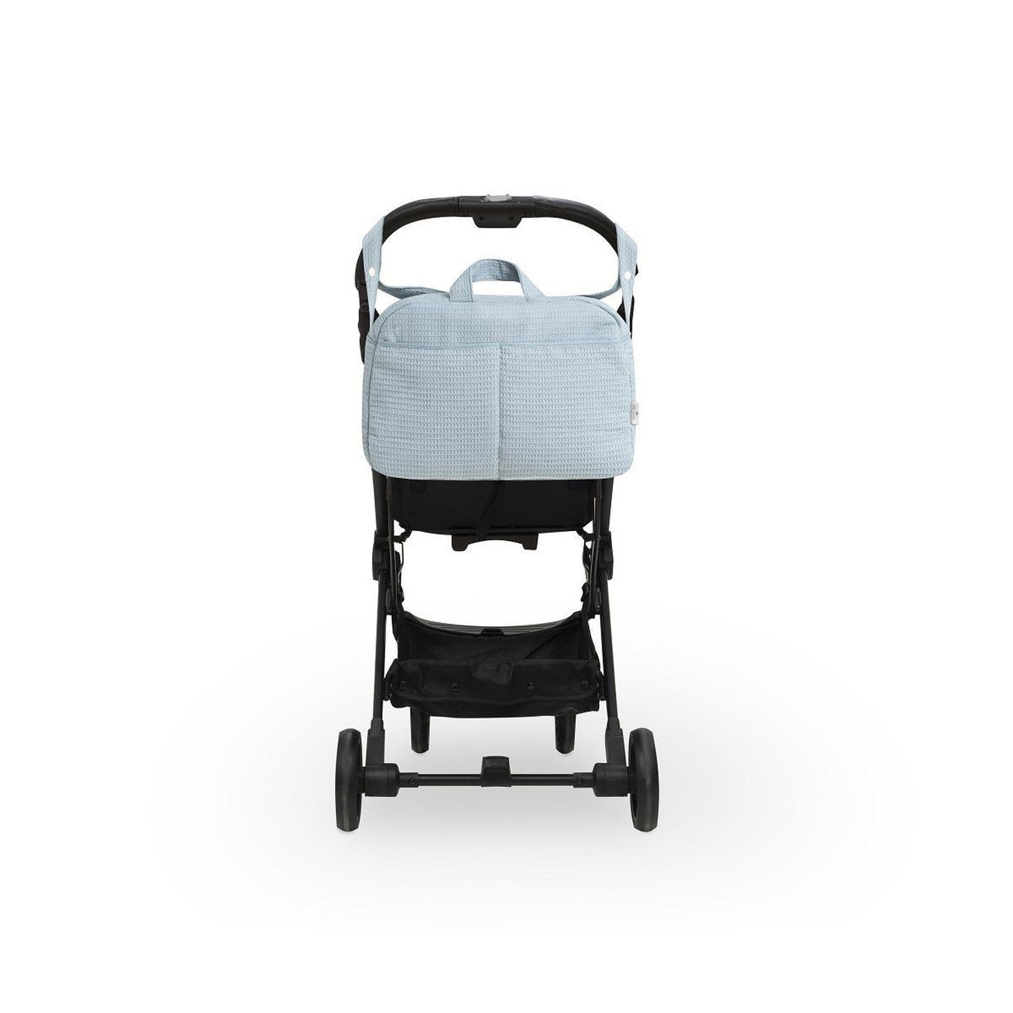 Voir la diapositive 3 : INTERBABY Sac à langer  - coton nid d'abeille - bleu foncé - trousse et matelas à langer