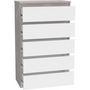 Voir la diapositive 3 : MARKET24 Commode CHELSEA 5 tiroirs - L 77,2 x P 42,2 x H 128,1 - Décor optique béton clair KILOX et blanc mat