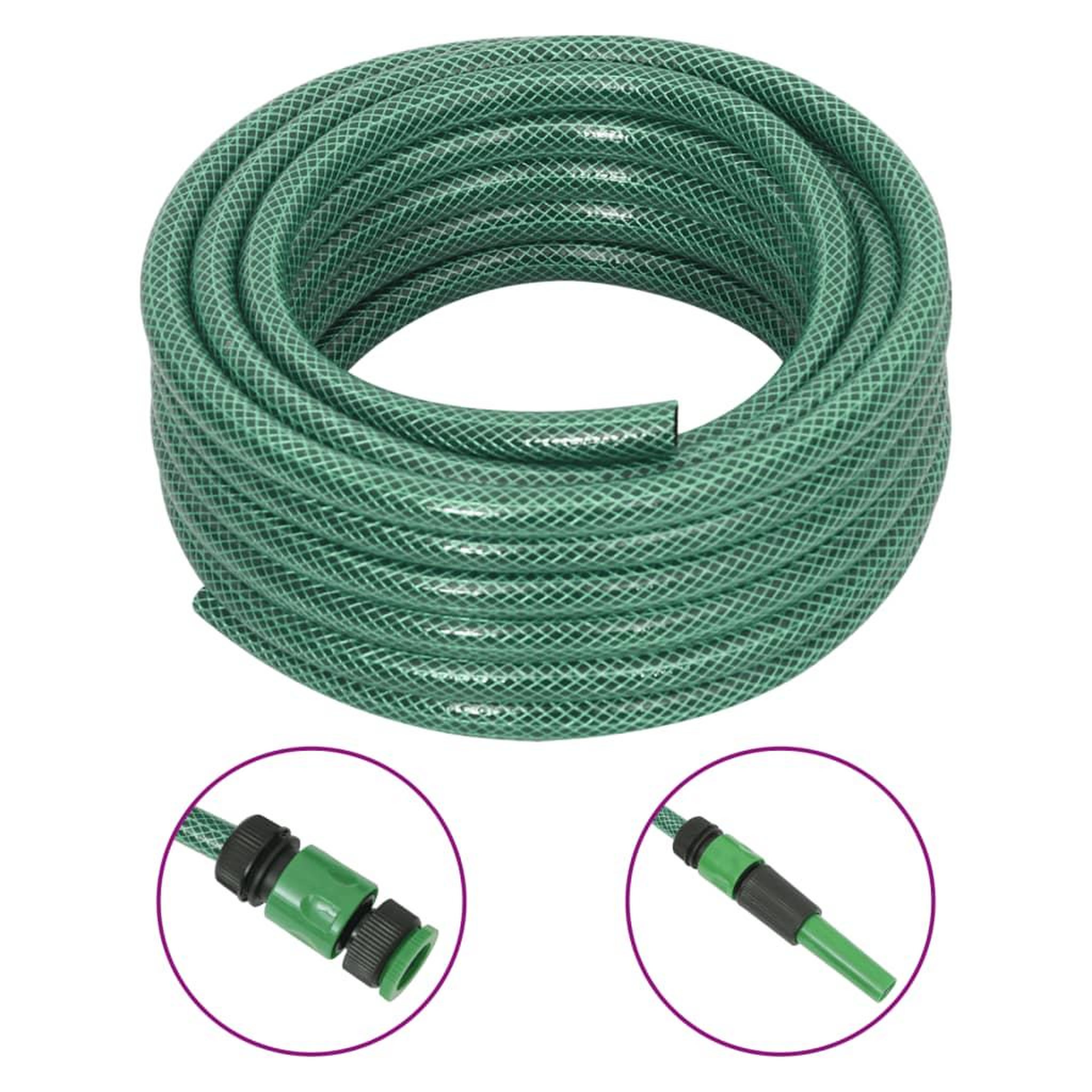 VIDAXL Tuyau d'arrosage avec jeu de raccords vert 0,5  10 m PVC