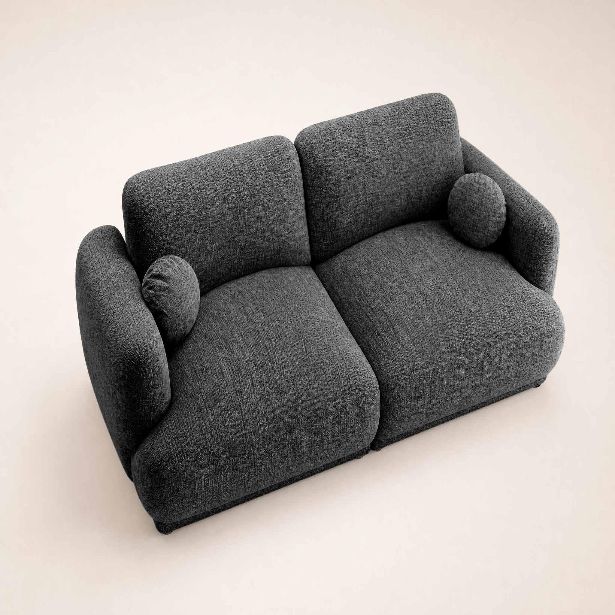 Voir la diapositive 5 : BEST MOBILIER Pietro - canapé droit 3 places en tissu texturé