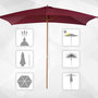 Voir la diapositive 5 : OUTSUNNY Parasol droit rectangulaire de jardin 2,95L x 2l x 2,55H m rouge bordeaux