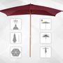 Voir la diapositive 5 : OUTSUNNY Parasol droit rectangulaire de jardin 2,95L x 2l x 2,55H m rouge bordeaux