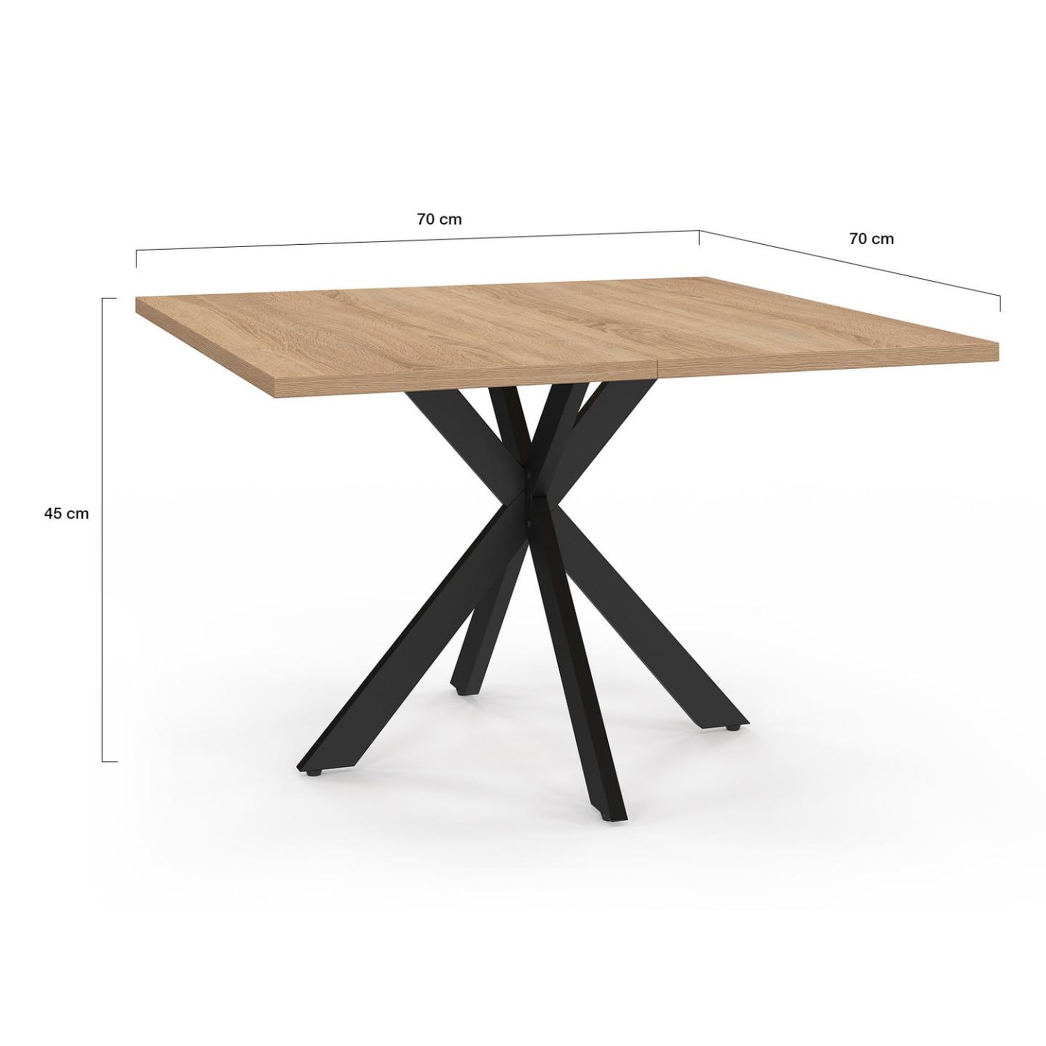 Voir la diapositive 4 : ID MARKET Table basse carrée alix 70 cm pied araignée bois et noir