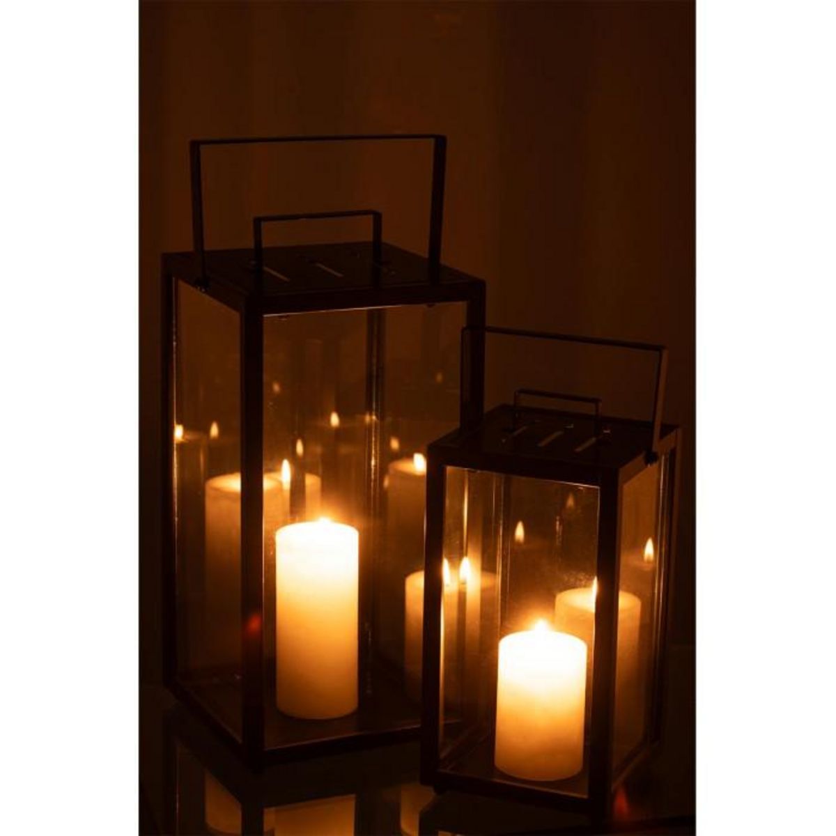 Paris Prix Lot de 2 Lanternes en Verre  Alo  43cm Noir