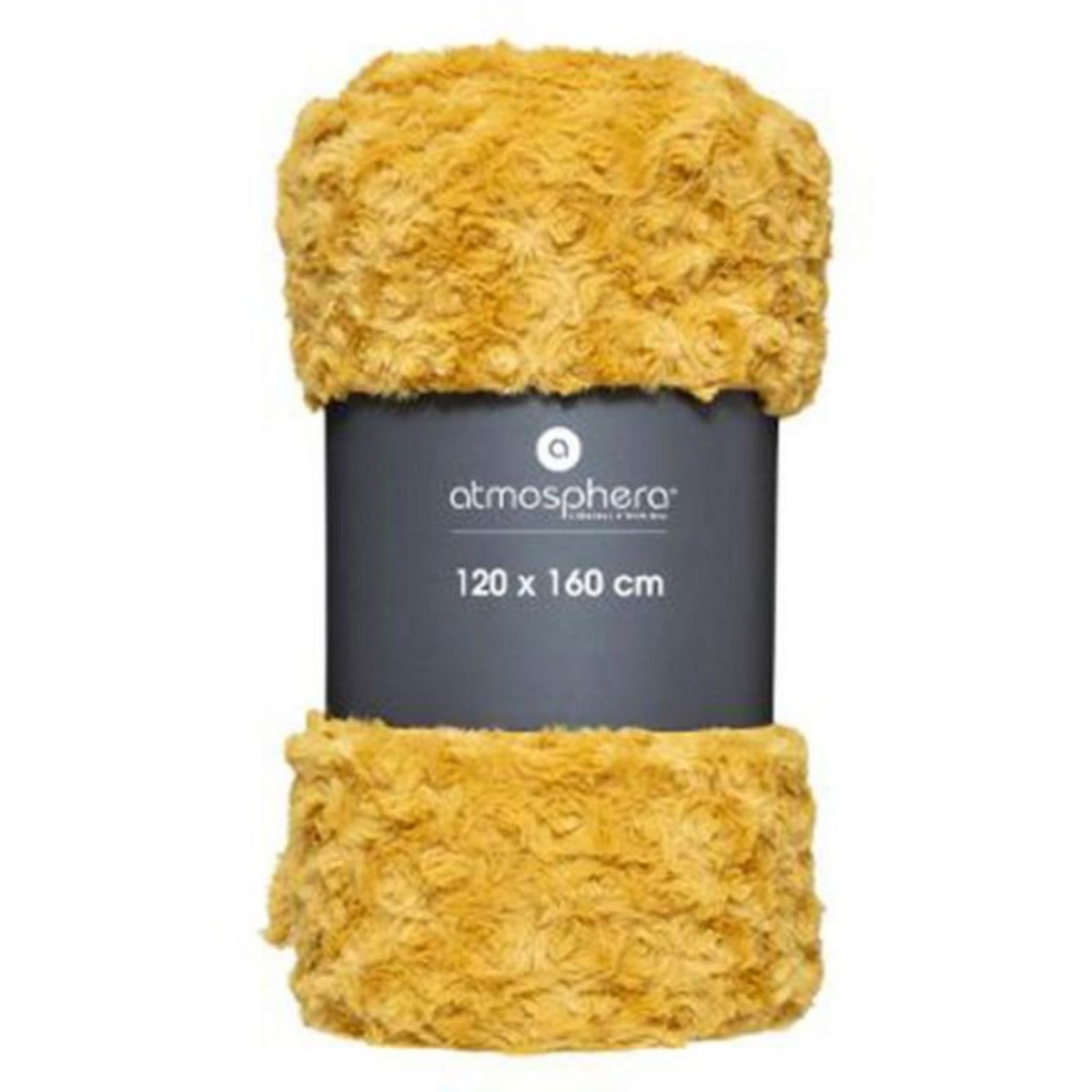 ATMOSPHERA Plaid Imitation Fourrure  Bouclée  120x160cm Ocre