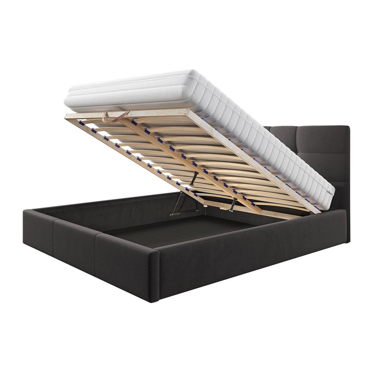 BEST MOBILIER Mael - lit coffre - 160x200 - en tissu - sommier inclus