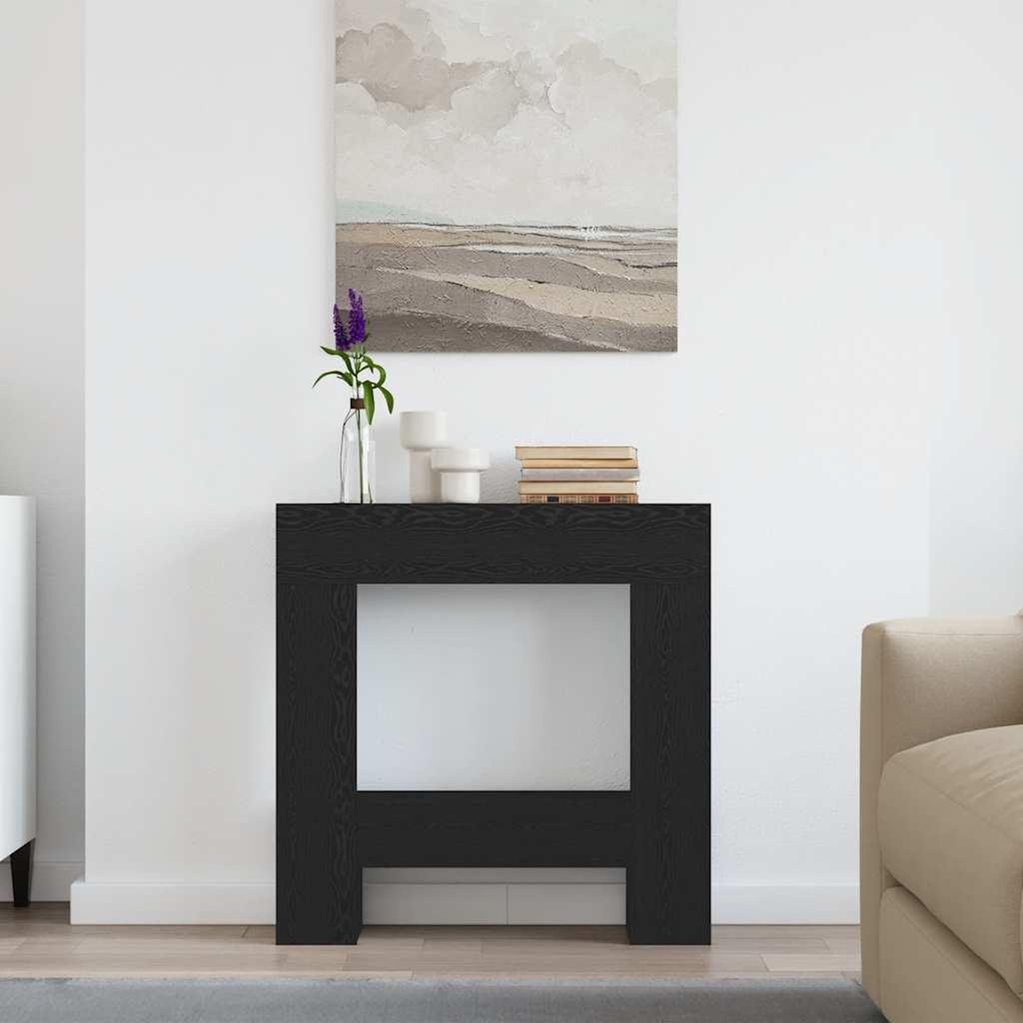 Voir la diapositive 3 : VIDAXL Cadre de cheminee chene noir 81x18x82 cm bois d'ingenierie