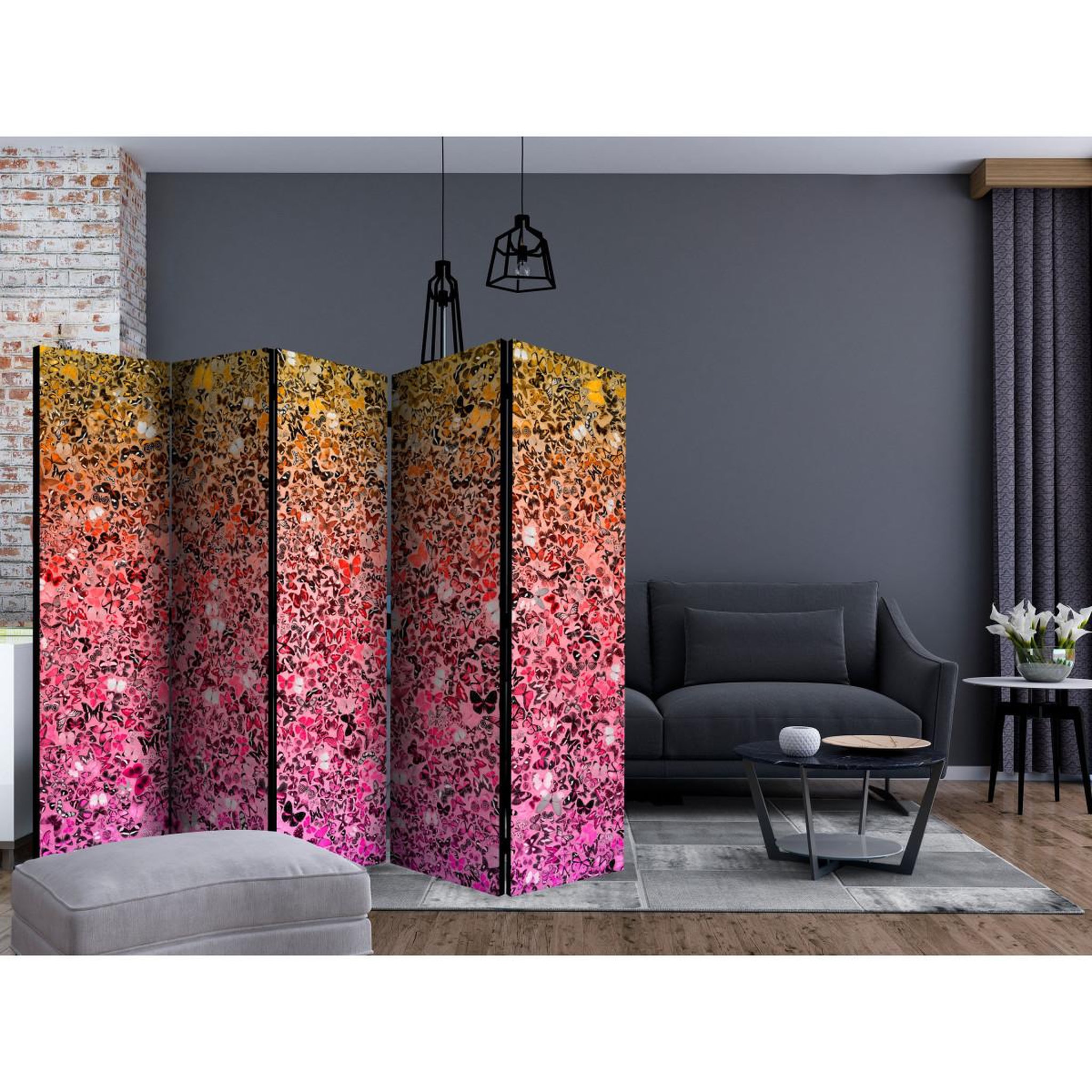 Voir la diapositive 2 : Paris Prix Paravent 5 volets  the language of butterflies  172x225cm