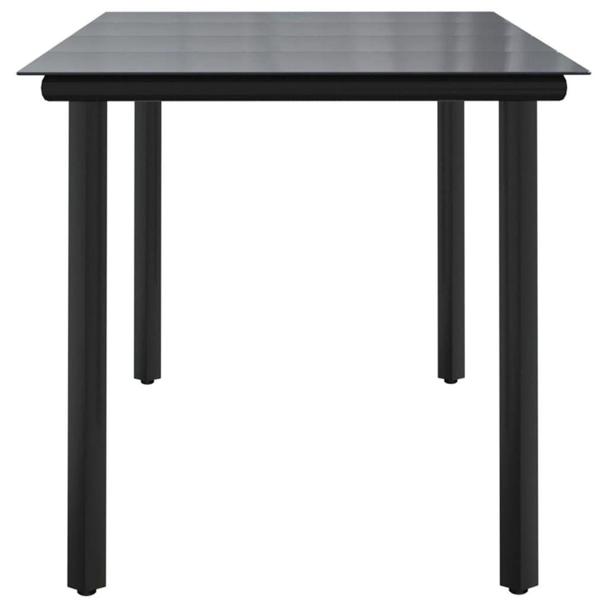 VIDAXL Table a dîner de jardin Noir 160x80x74 cm Acier et verre trempe