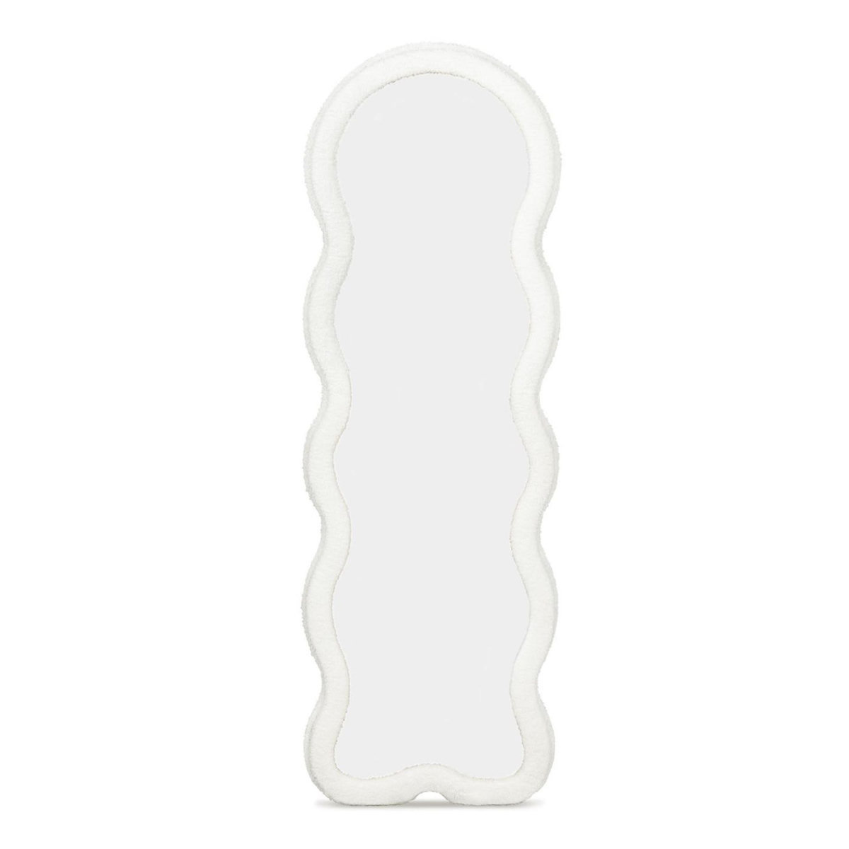 ID MARKET Miroir vague en tissu bouclette crème 150 x 50 cm