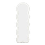 ID MARKET Miroir vague en tissu bouclette crème 150 x 50 cm