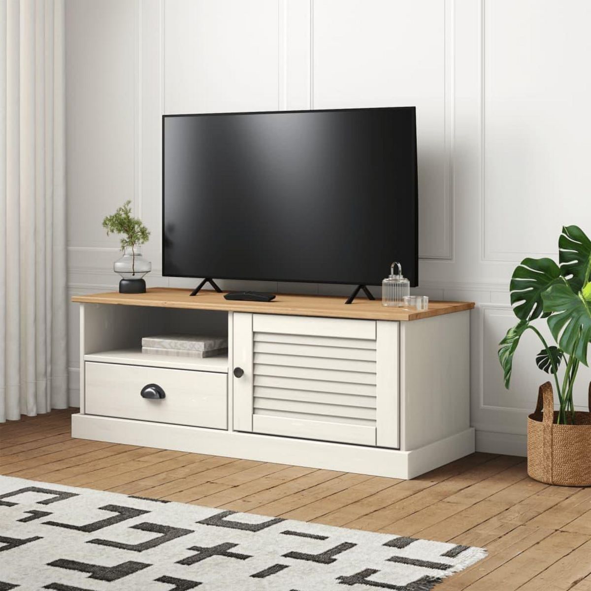 VIDAXL Meuble TV VIGO blanc 106x40x40 cm bois massif de pin