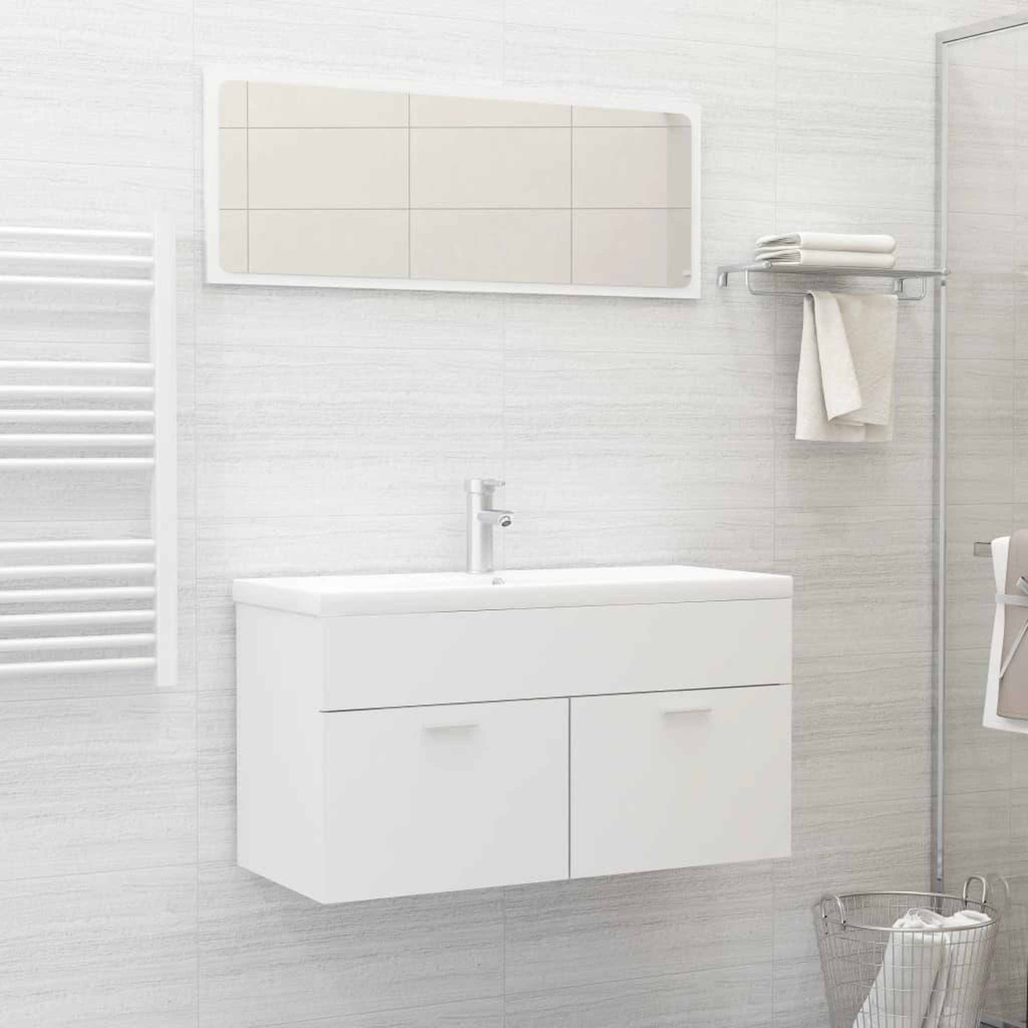 Voir la diapositive 1 : VIDAXL Ensemble de meubles de salle de bain Blanc Bois d'ingenierie