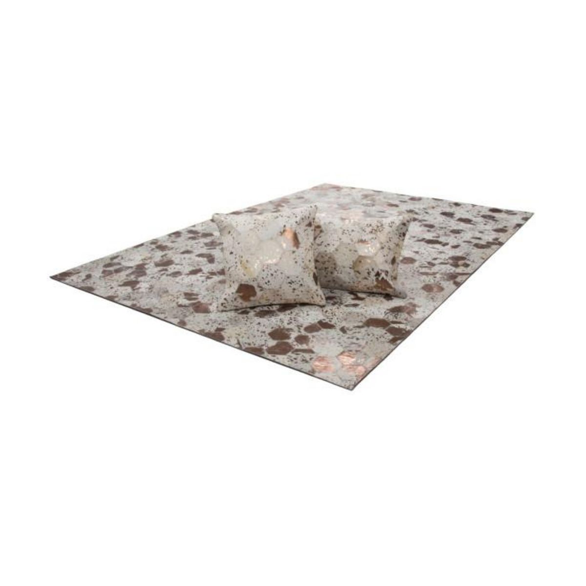 Paris Prix Coussin Design en Cuir  Spark  45x45cm Ivoire & Chrome