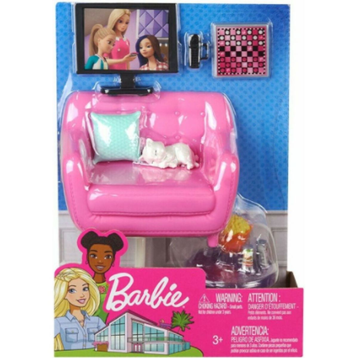 BARBIE Mini Playset Barbie avec chat blanc