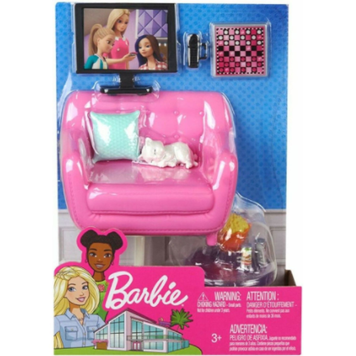 BARBIE Mini Playset Barbie avec chat blanc