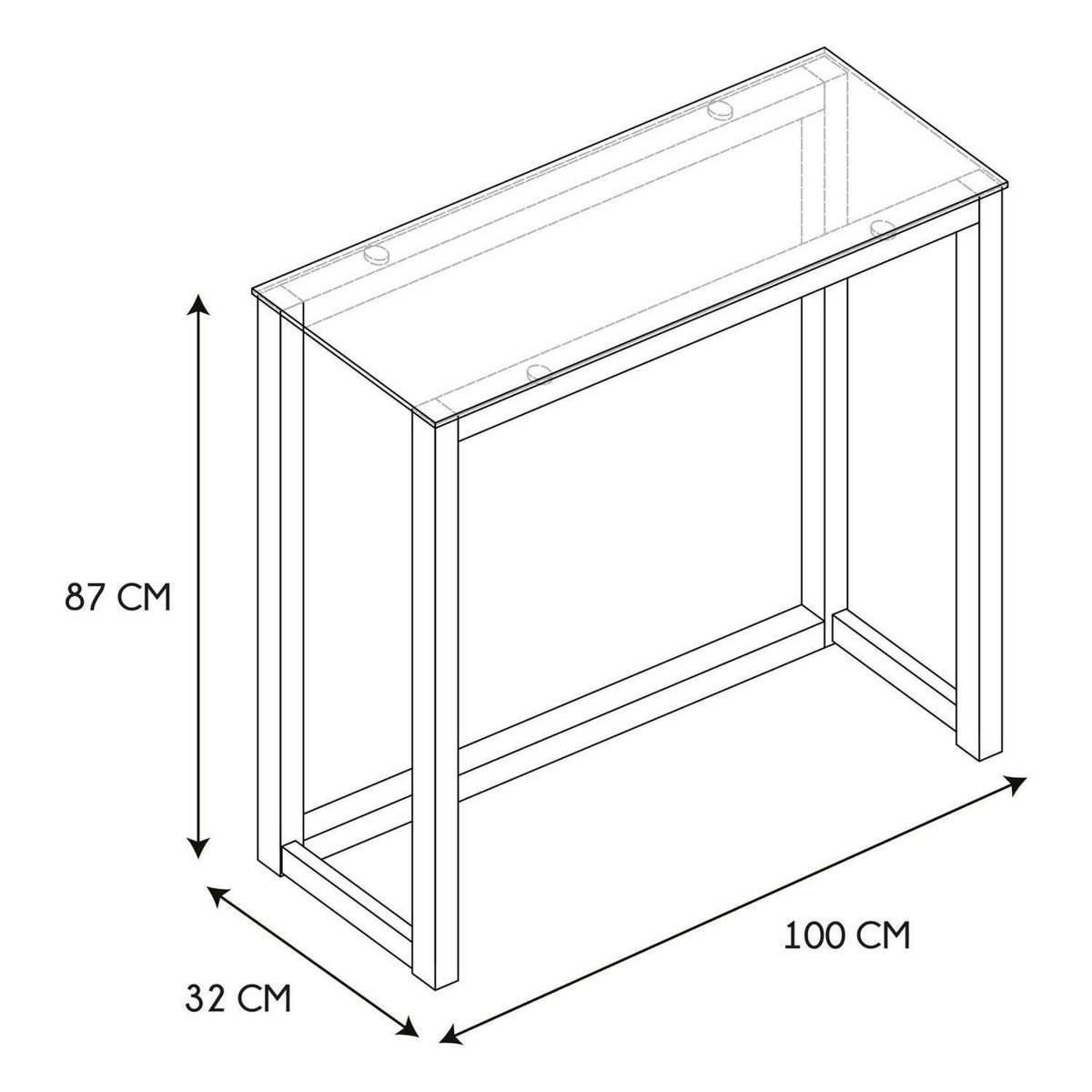 The Home Deco Factory Console en verre et bois - Marron et transparent