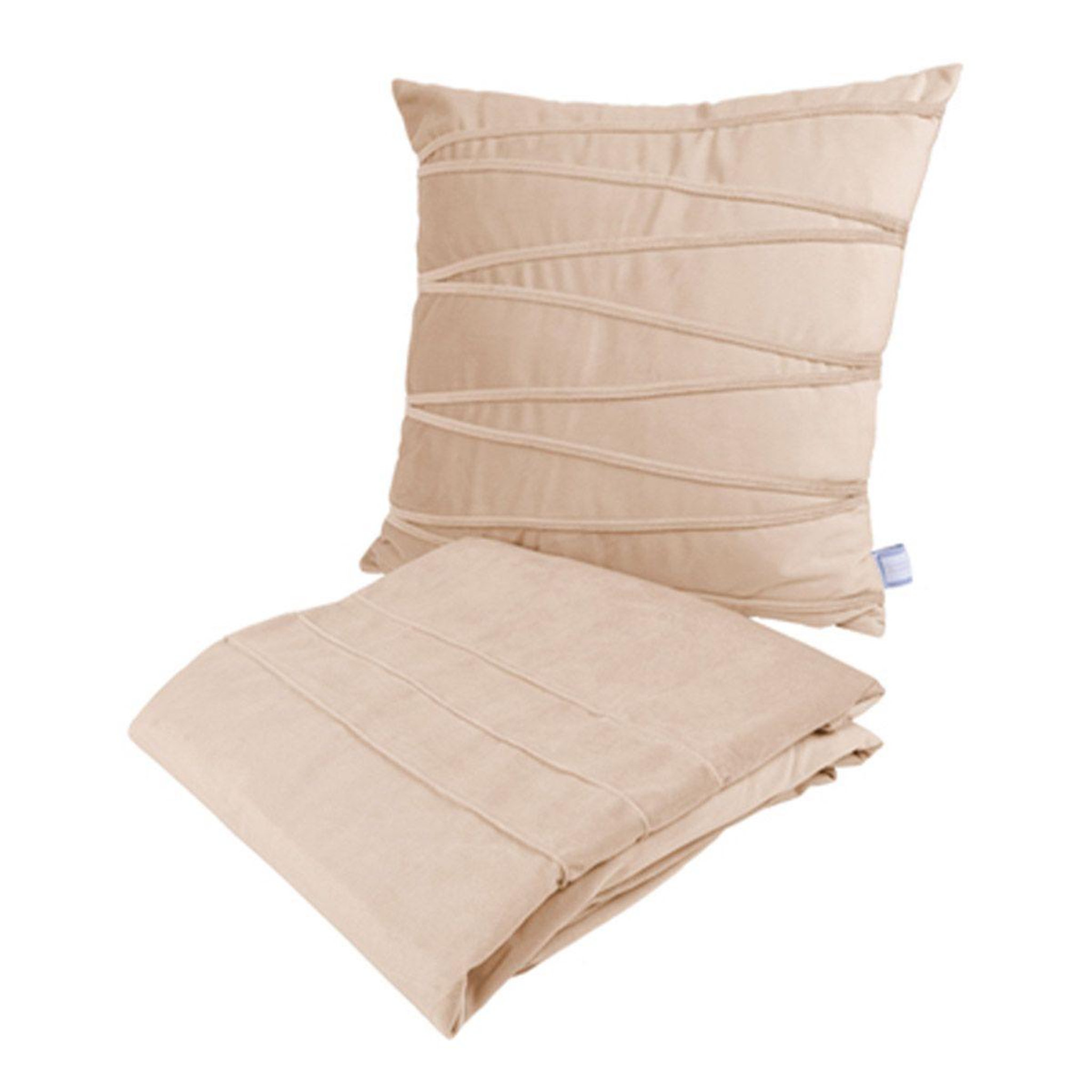 Voir la diapositive 1 : Paris Prix Ensemble Coussin & Plaid  Paulina  130x170cm Champagne