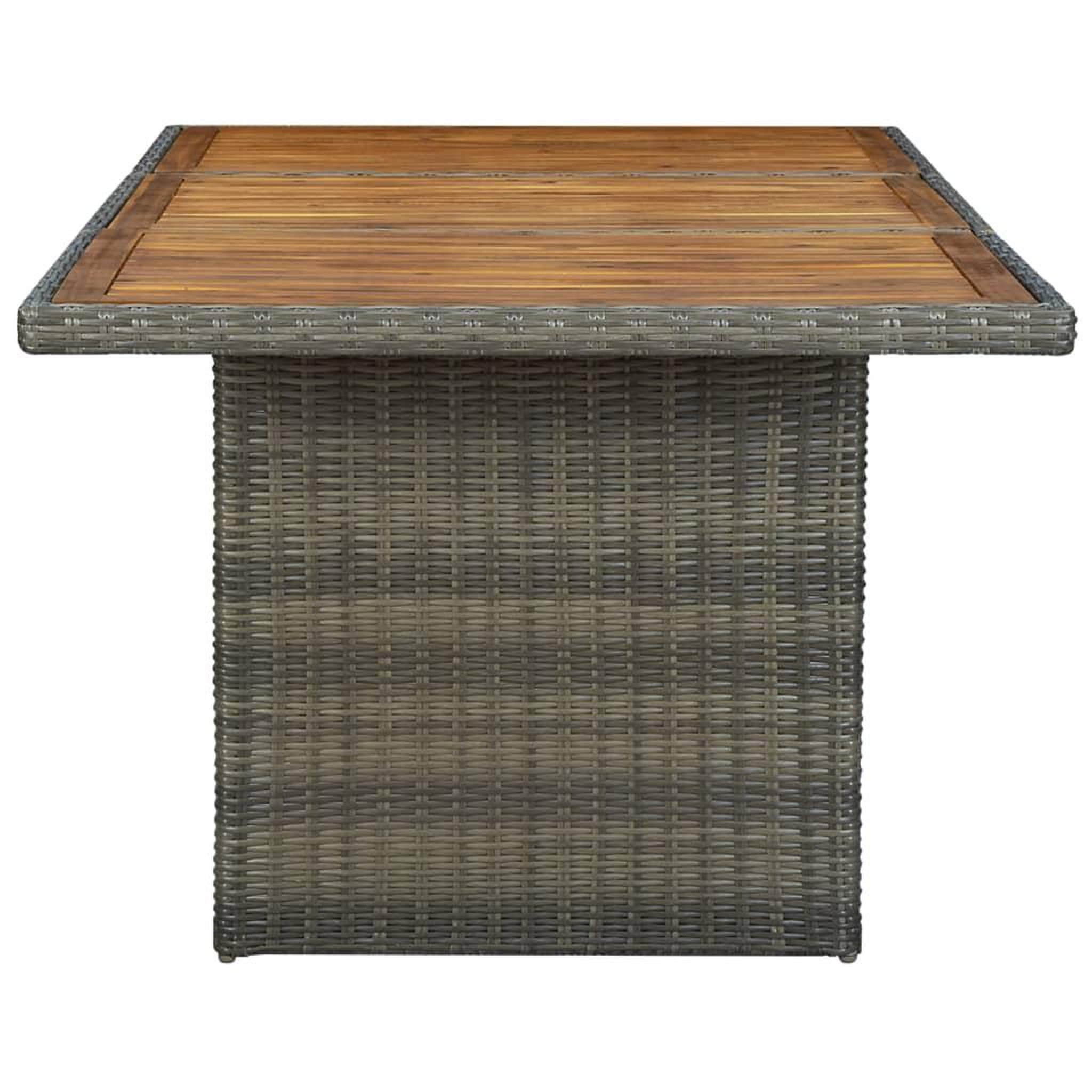 Voir la diapositive 3 : VIDAXL Table de jardin Marron Resine tressee et bois d'acacia massif