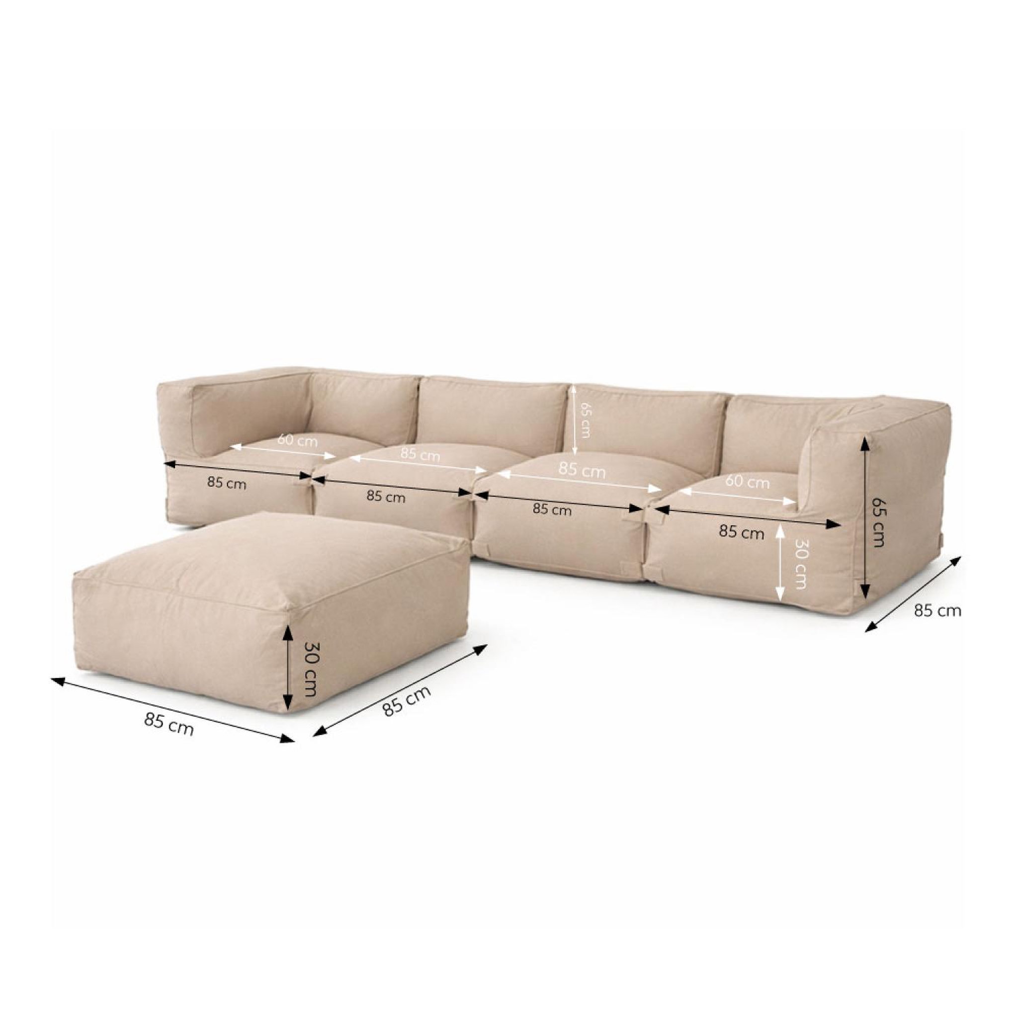 Voir la diapositive 3 : CONCEPT USINE Salon de jardin modulable 5 places beige en tissu déperlant praiano