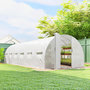 Voir la diapositive 2 : OUTSUNNY Serre tunnel de jardin 24 m² porte 12 fenêtres acier PE blanc