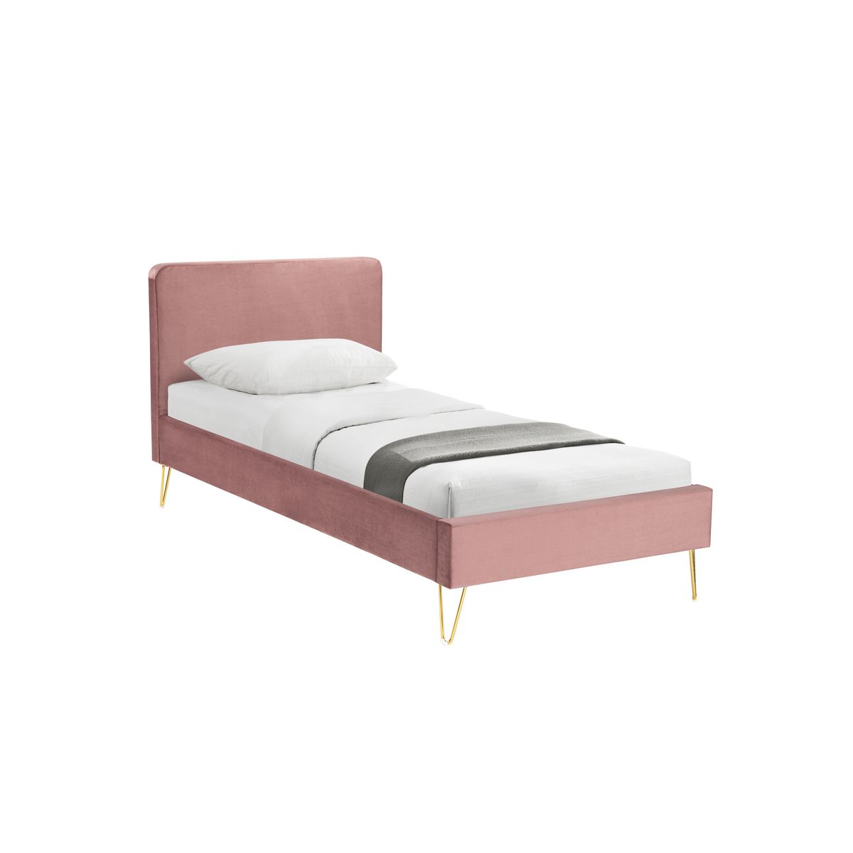 Lit avec sommier et tête de lit 90x190cm Tissu velours EMMA