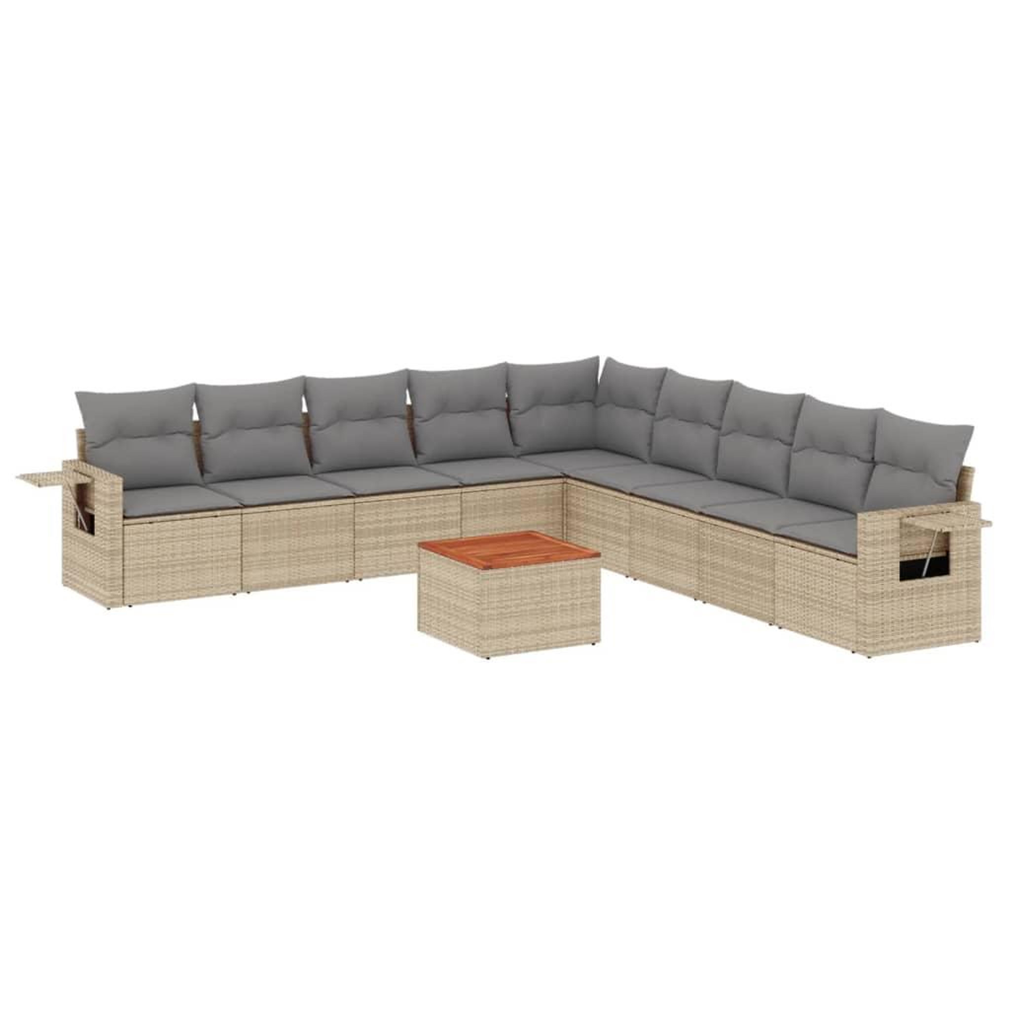 Voir la diapositive 2 : VIDAXL Salon de jardin et coussins 10 pcs melange beige resine tressee
