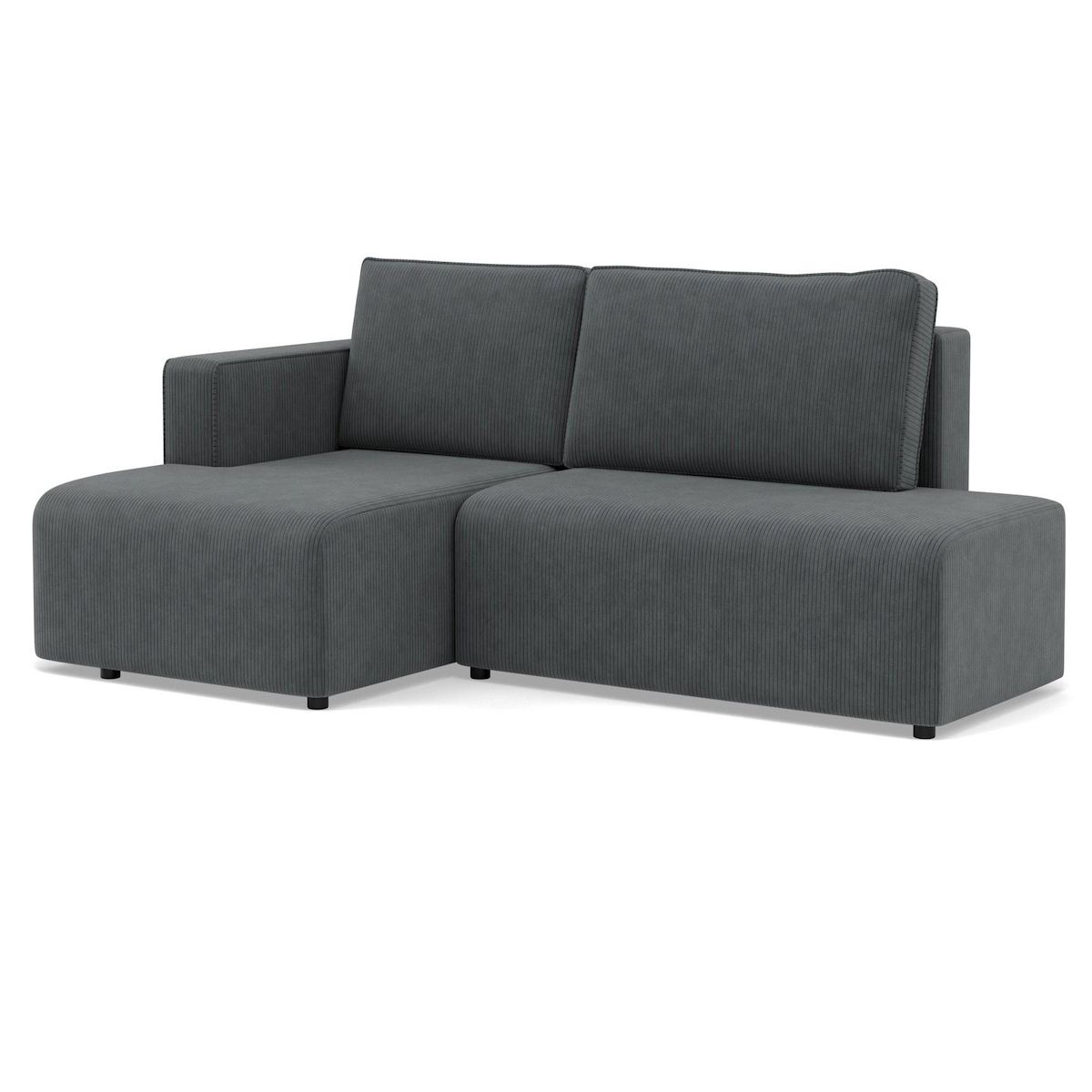 BEST MOBILIER Topaze - canapé d'angle gauche 4 places convertible avec coffre en velours côtelé