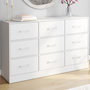 Voir la diapositive 2 : ID MARKET Commode 9 tiroirs en tissu UPPAH 113 cm meuble de rangement bois blanc