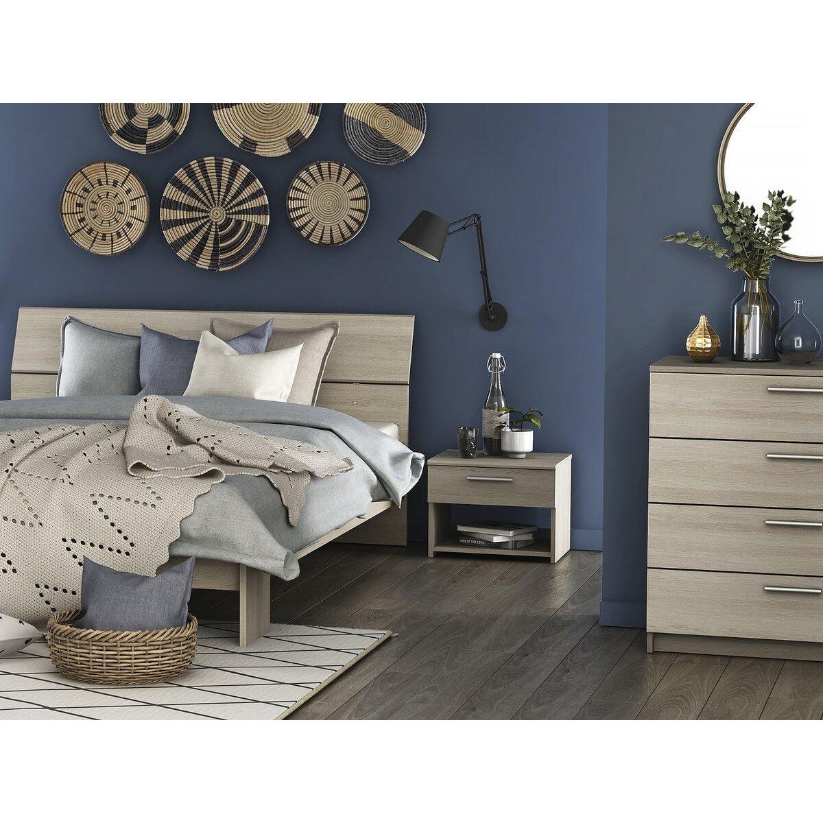 Habitat et Jardin Table de chevet en bois  Pricy  - 1 tiroir - 1 niche - 43 x 32 x 32 cm - Beige