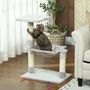 Voir la diapositive 5 : PAWHUT Arbre à chat 3 griffoirs grattoirs sisal naturel plateforme hamac et boule suspendue dim. 50L x 36l x 70H cm peluche haute densité 220 g/m² gris clair
