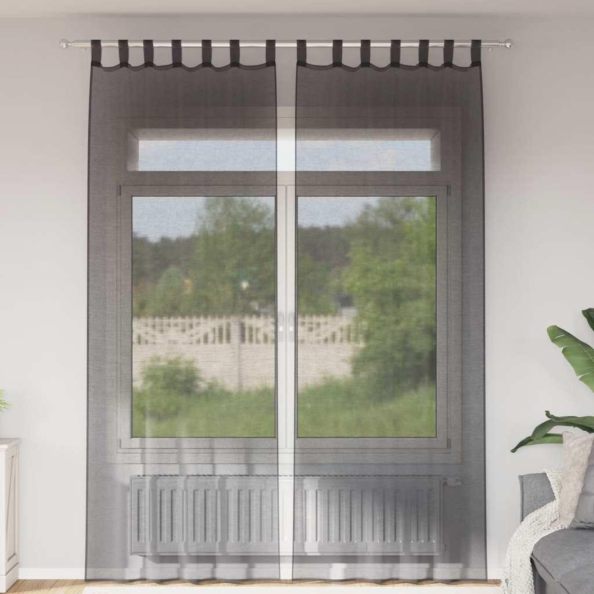 VIDAXL Rideaux en voile avec passe-tringles 2 pcs noir