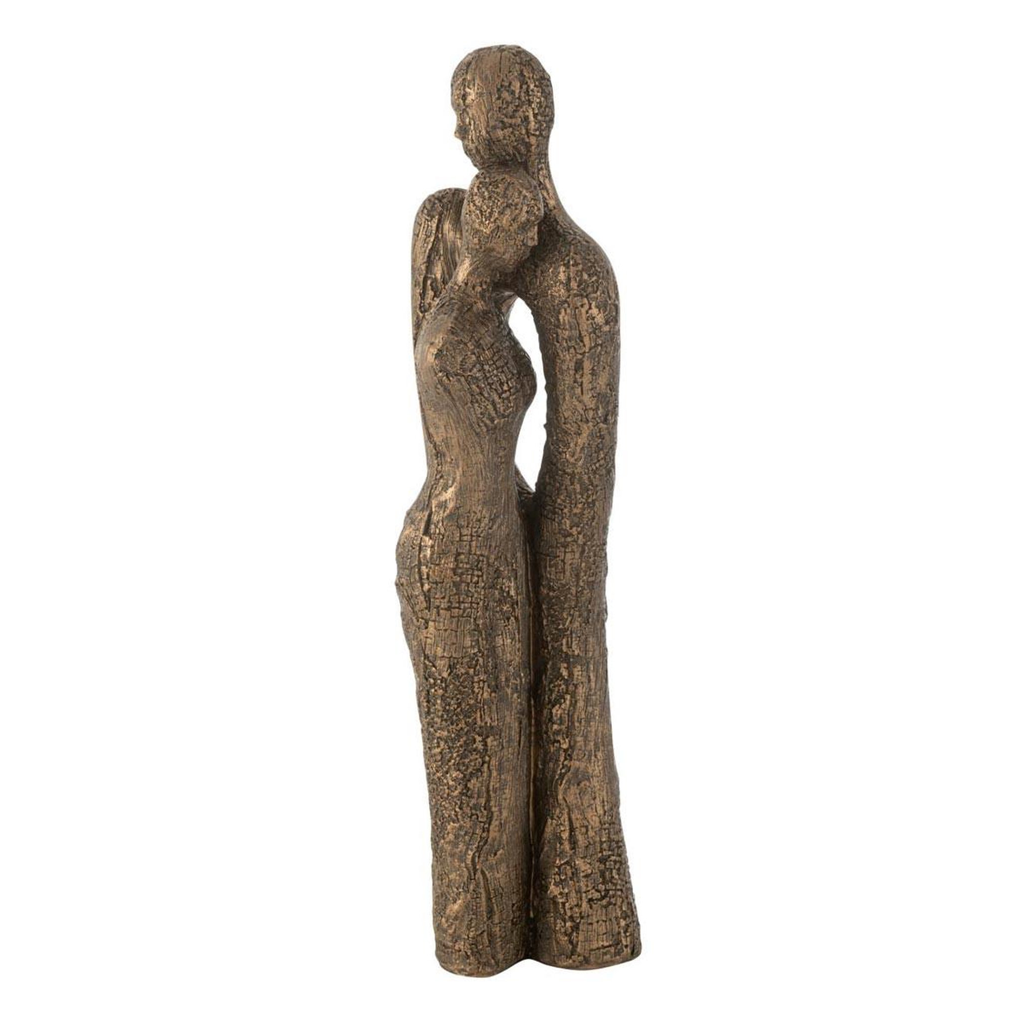 J-LINE Statuette couple debout  câlin  48cm marron & or